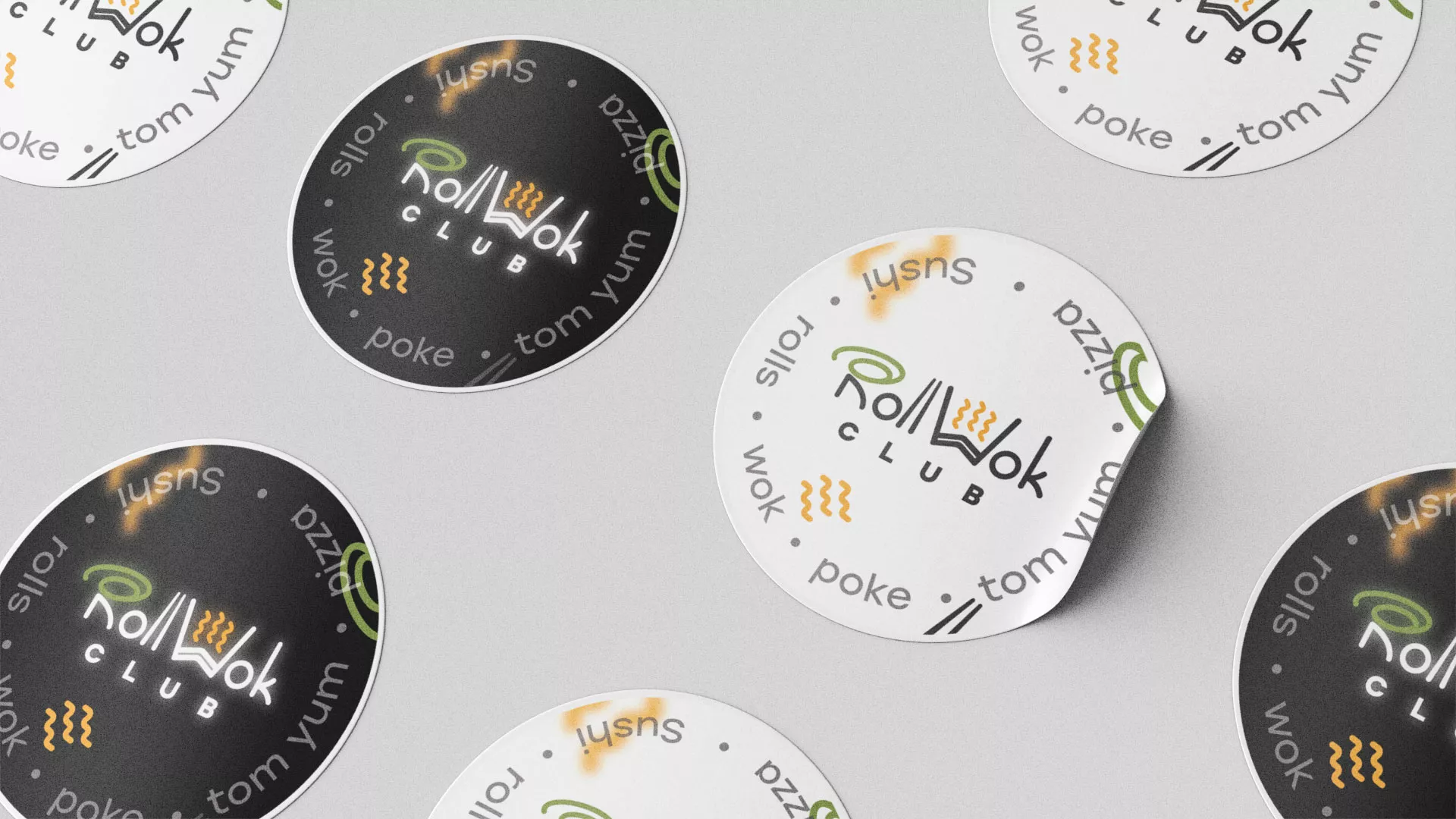 Разработка наклеек для суши-бара «Roll Wok Club» в Лебедяни